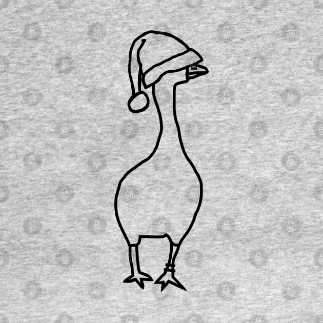 Goose Wearing Stolen Christmas Santa Hat Minimal Line Drawing by ellenhenryart